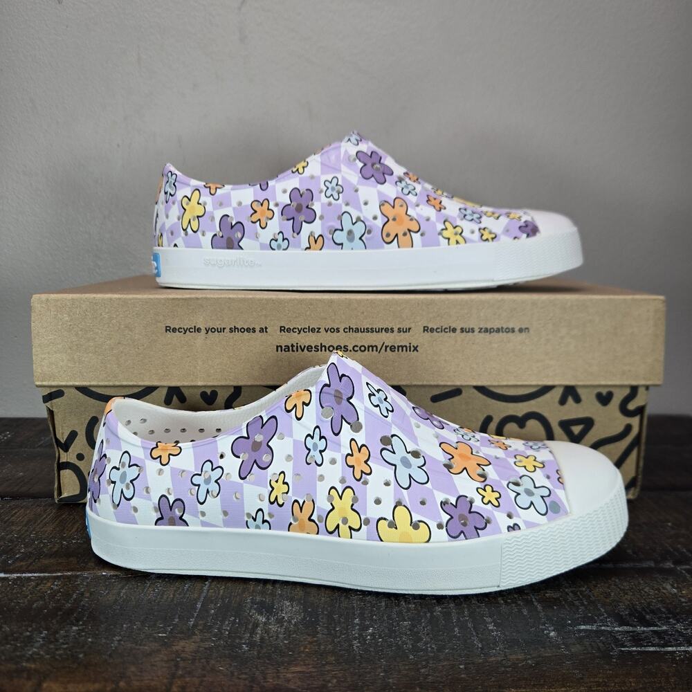 NEW Native Jefferson Print Sugarlite Youth Size J4 Slip‑On Shoes Water Shoes